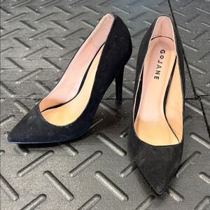 GoJane Black Suede Pointed Toe Stiletto Pumps